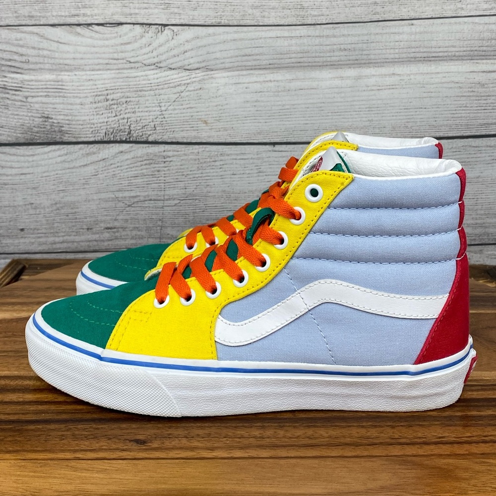 Vans Multicolor High Top Skate Sneakers - Green Yellow Red Blue White